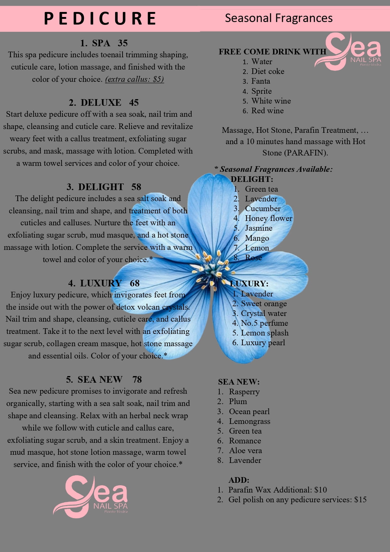 Menu Sea - Pedi